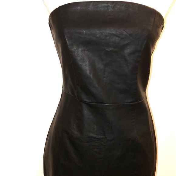 NWT MINKPINK Bck Strapless Faux Leather Mini Dress - Picture 3 of 5
